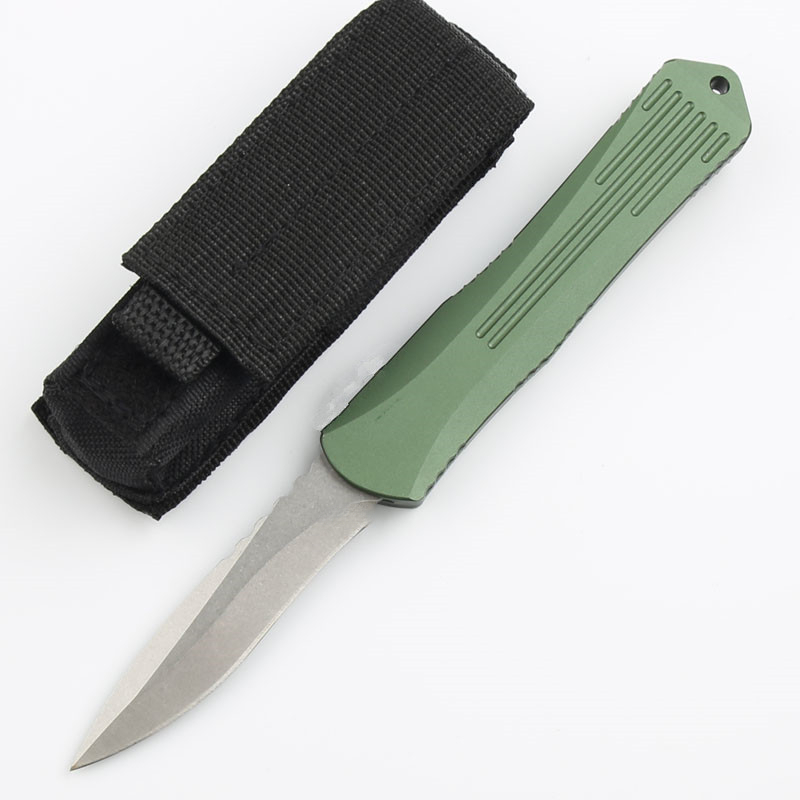 High-hardness outdoor folding knife with green handle, made of aviation aluminum, D2 blade wilderness survival, sharp portable, suitable for camping a