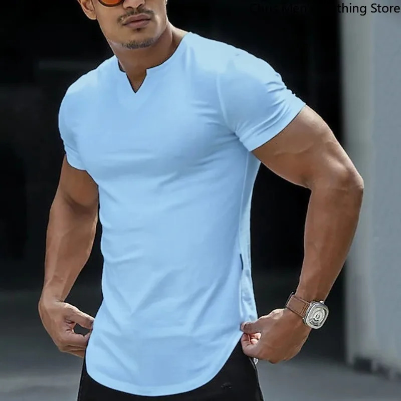 Summer Simple Casual Solid Color Mens Shirt Pro Choice Comfortable and Breathable Sports Fitness Short Sleeve Tshirt 260428