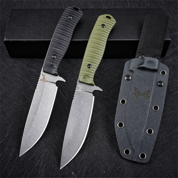 BM 539 Straight Knife with Sheath Green G10 Handle Edc Multitool Knives Utility Fishing Cutting Outdoor EDC Essential Equipment