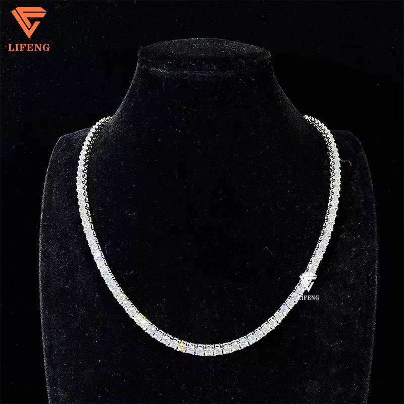 4mm GoldWhite Gold Plated 925 Sterling Silver Tennis Chain Necklace Iced Out Moissanite Diamond Hip Hop Jewelry Tennis Chain