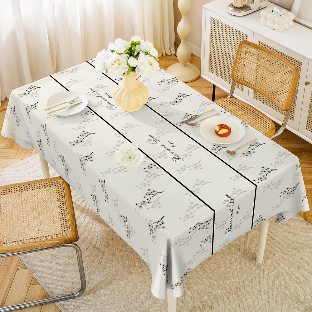 YL-38561 Custom minimalist PVC tablecloth, waterproof, oil-proof, washable, rectangular coffee table/dining tablecloth
