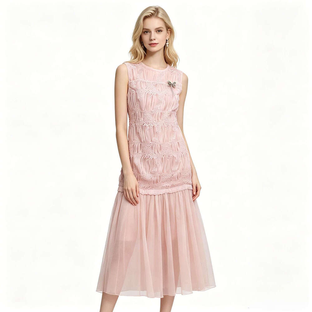 Designer's k30 high-end women's summer new style vacation style sweet texture patch long women's vest