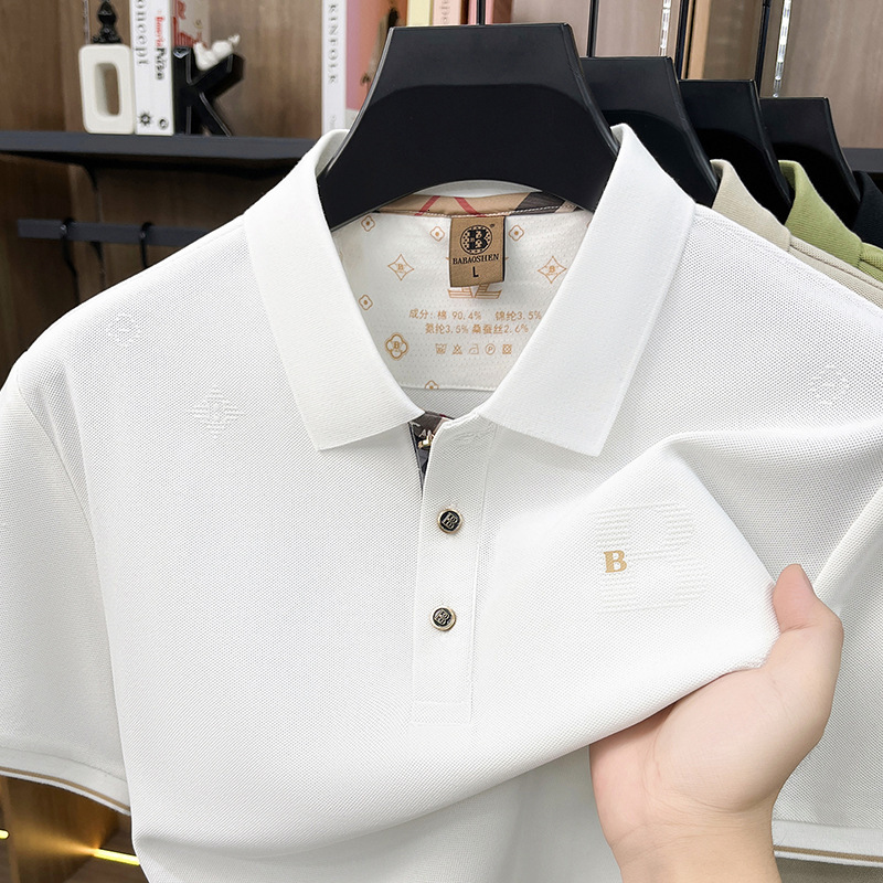 Designer Embroidered Logo Polo Shirt Mens Business Casual Short Sleeve Breathable Top For Daily Work Office Summer Fashion In Multiple Colors