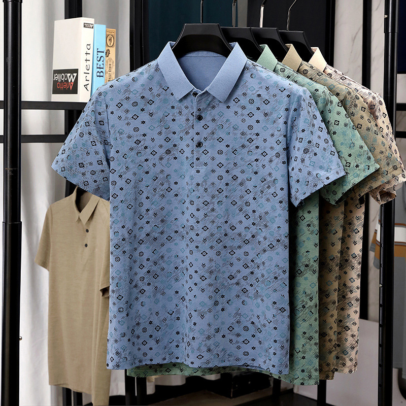 Designer Polo Shirt Mens Ice Silk All Over Print Business Casual Short Sleeve Breathable Top For Summer Daily Work Fashion In Multiple Colors