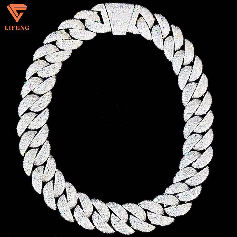 Custom 20mm Big Size Hip Hop Platinum Necklace 925 Silver Cuban Link Chain Moissanite Diamond Charms Mens Wedding Gift Trendy