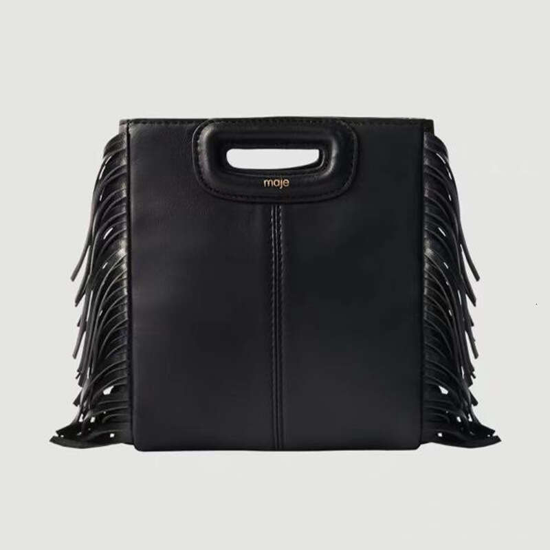 New Fashion Maje Shoulder Black PU Soft Crossbody Bag Large Capacity Retro Women's Handbag