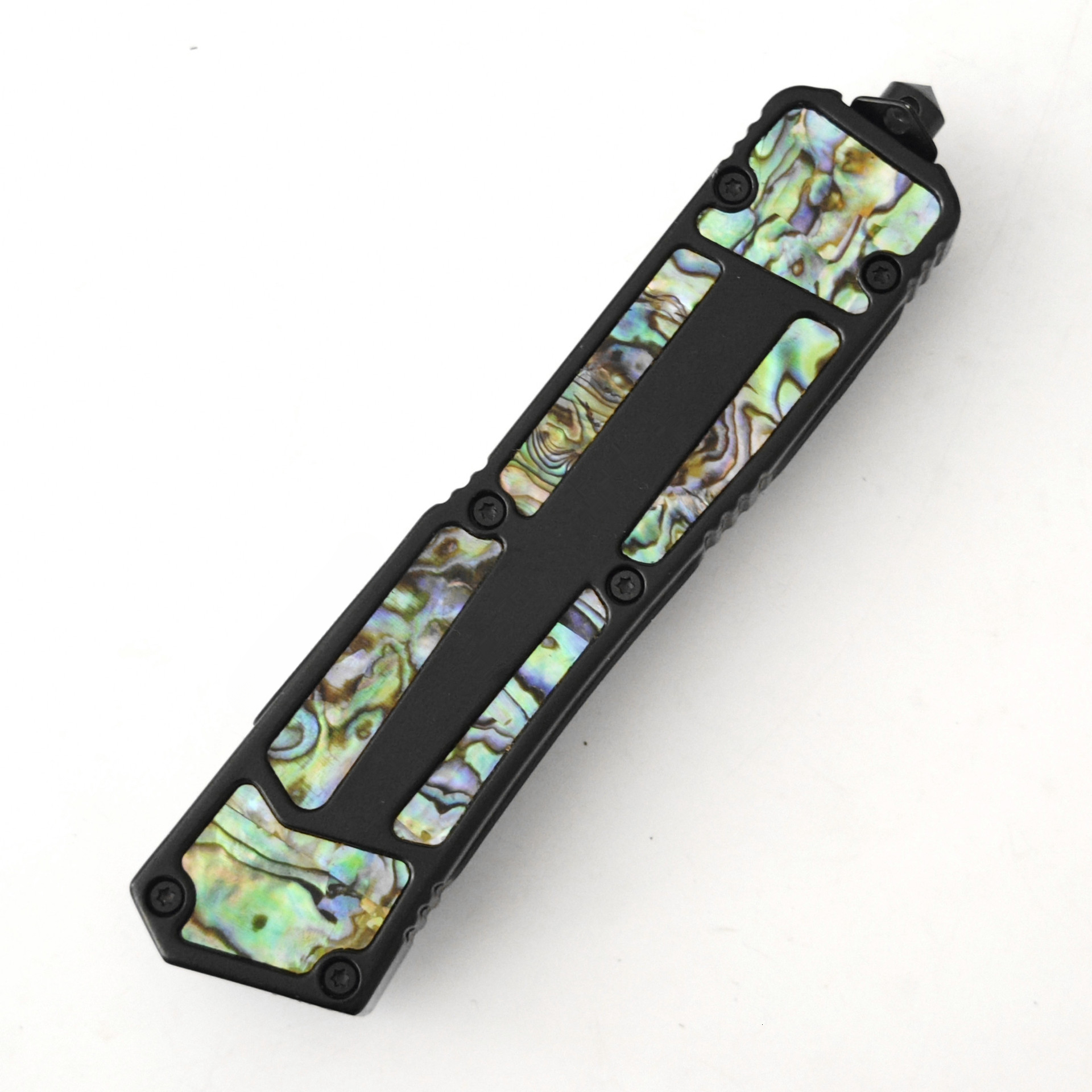 Abalone Shell Gold Color DE Blade CNC Zinc Handle Outdoor Camping Fishing OTF EDC Tools