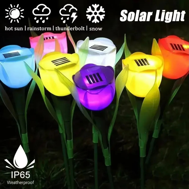 12PCS Solar Tulip Lights Outdoor Waterproof Garden Automatic On at Dusk Mood Lighting for Yard Pathway 260429