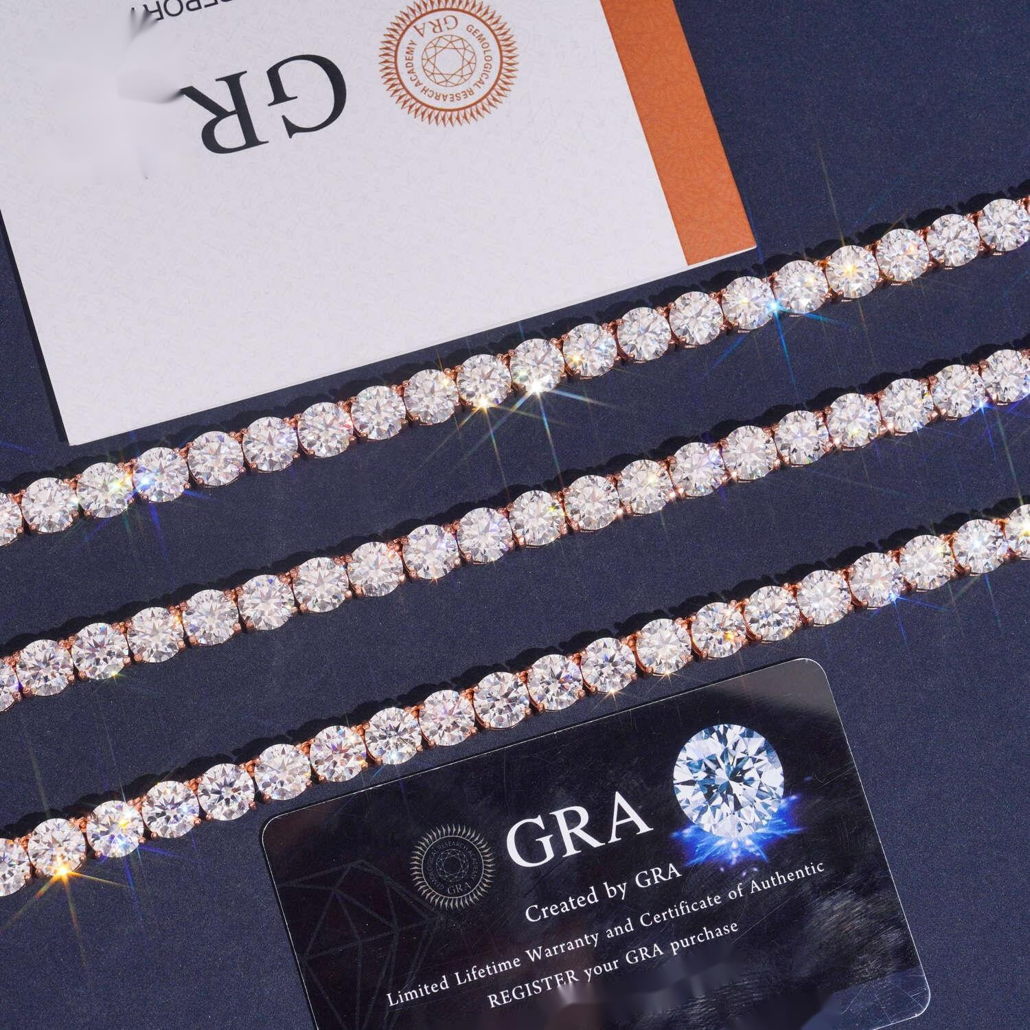 Hip Hop Jewelry 8mm Bling Fine 925 Silver Rose Gold VVS Moissanite Tennis Chain Necklace