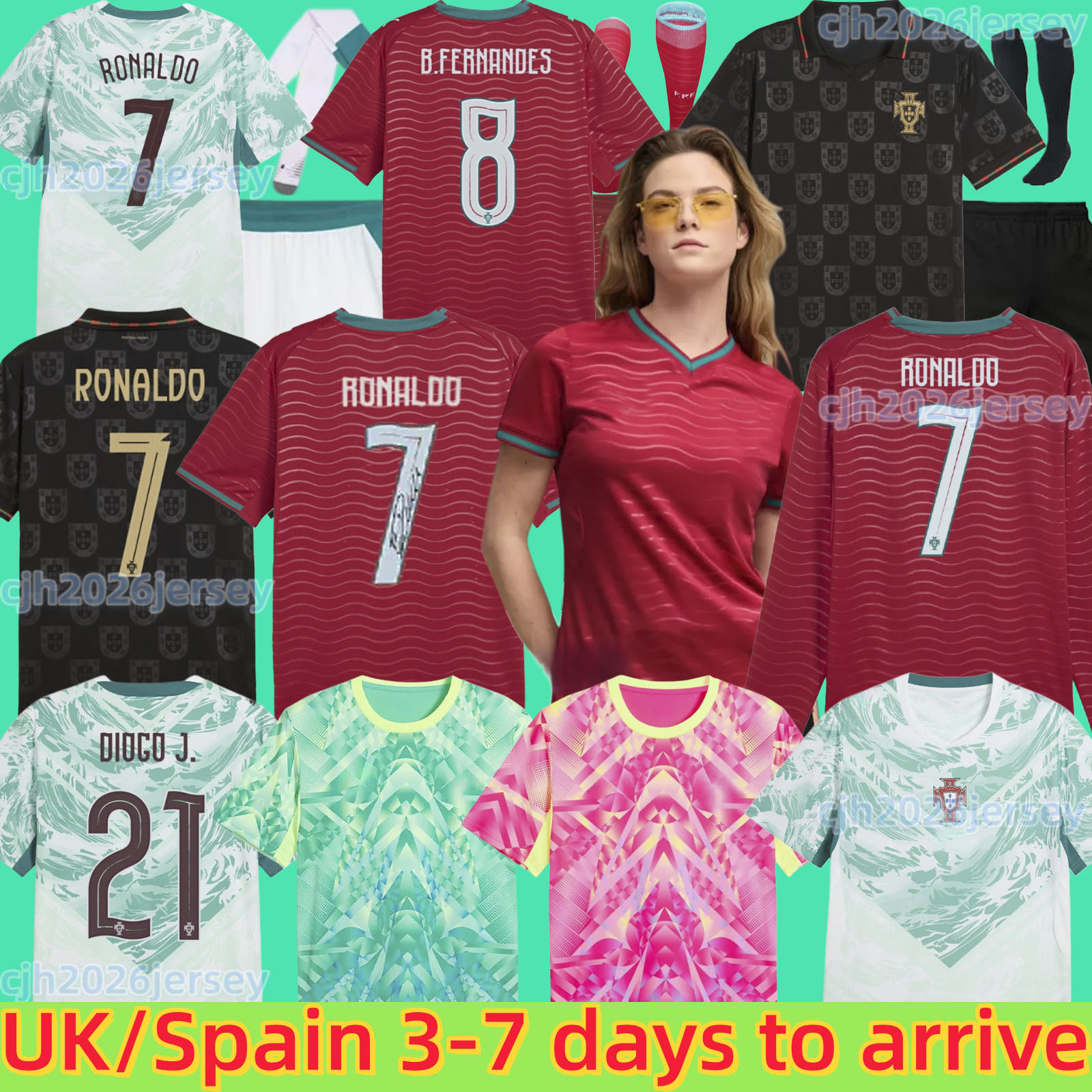 2026 Portugal soccer jerseys B.FERNANDES R. Leao JOAO FELIX PEPE BERMARDO camisa de futebol VITINHA football shirt Men Kids kit women RoNalDo Portuguese DIOGO JOTA
