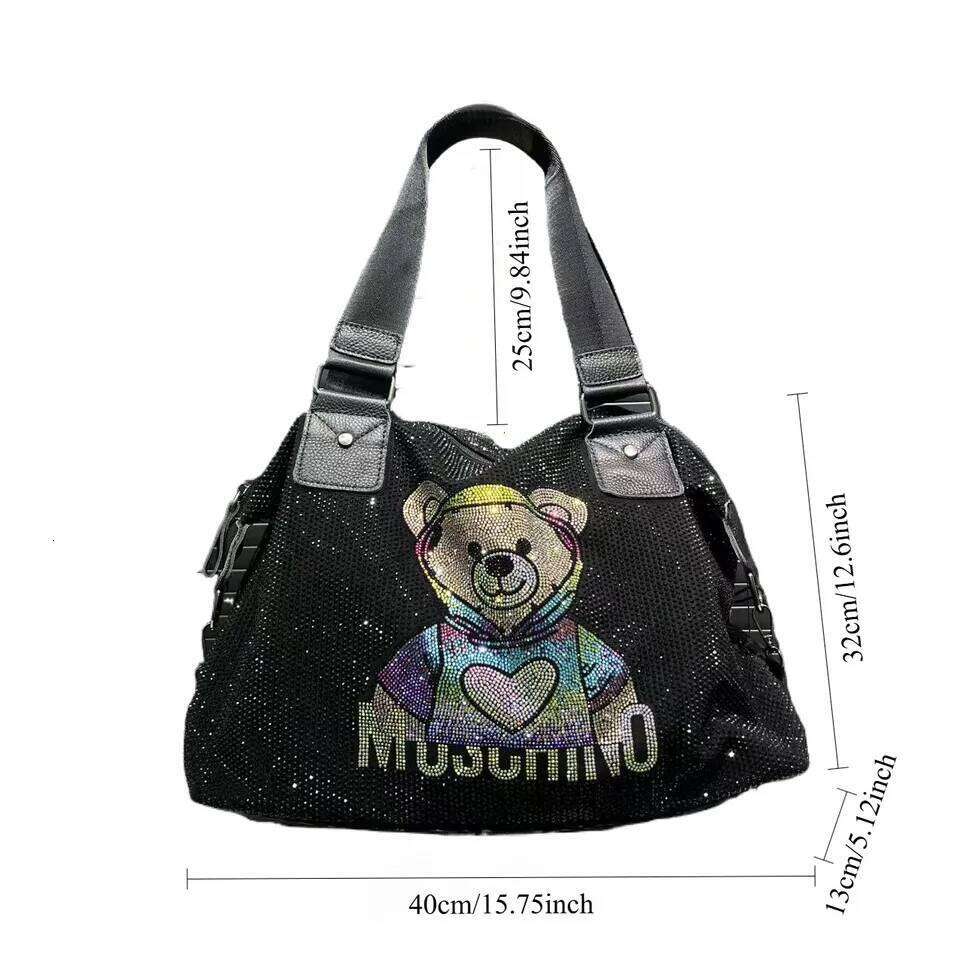 Ladies Fashionable Diamond Jewelry Cute Teddy Bear Handbag Large Capacity Personalized Elegant Shiny Shoulder Bag SENYY