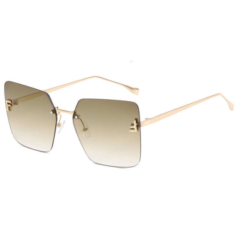 Designer Metal Personalized Sunglasses, UV400 Protection, Diamond Embellished Letter F, European American Style Women Versatile Trendy Fashion Eyewear