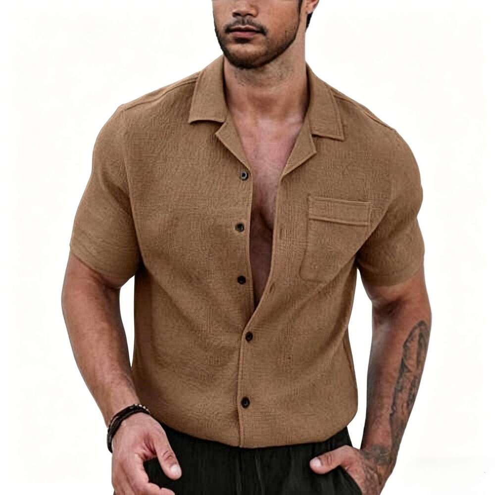 Men Short Sleeve Shirt T Shirt Solid Color Loose Beach Plus Size 2026 New Casual Summer Tops Big And Tall Wholesale Daily Wear Shirts For Men