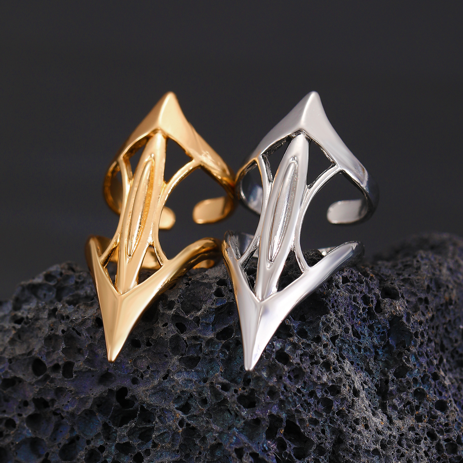 Designer European and American Gothic Punk Design High-End Knuckle Ring, Vintage Adjustable Open Ring, Unisex, Cross-Border