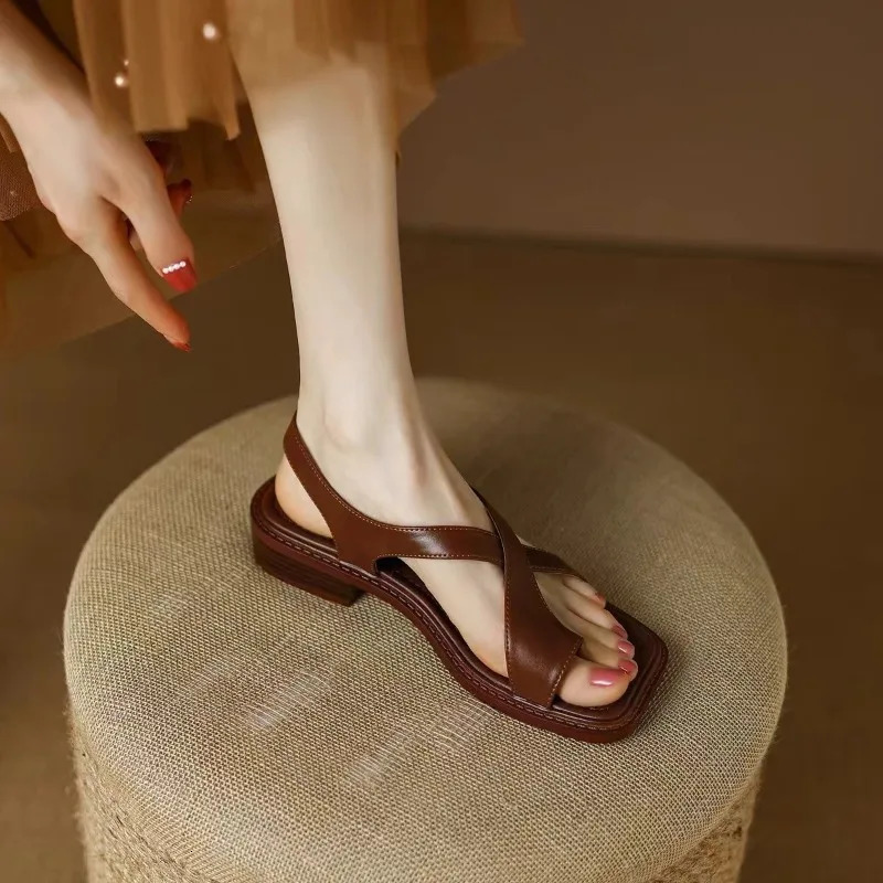 Womens Sandals Retro Fashion Womens Thick Heel Sandals Adult Casual Beach Shoes Womens Size 35-40 Sandalias De Mujer 260427
