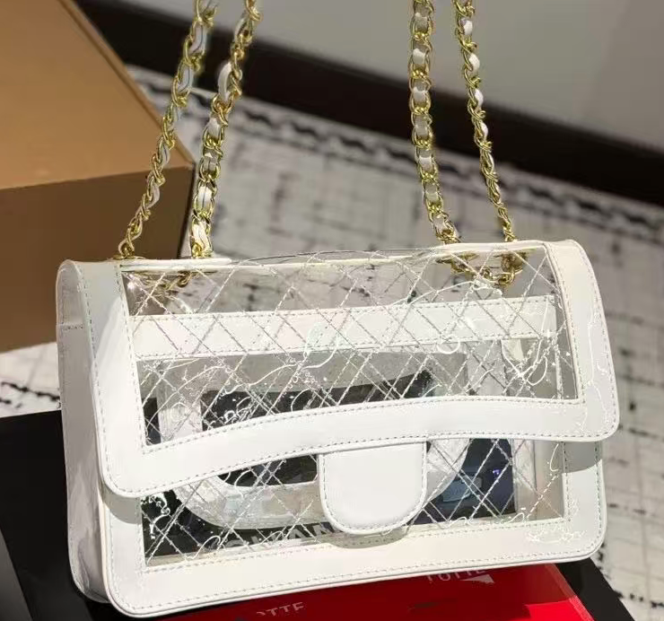 Transparent Fragrant Style Women s New Trendy Single Cross Shoulder Small Handheld Diamond Grid Chain Bag