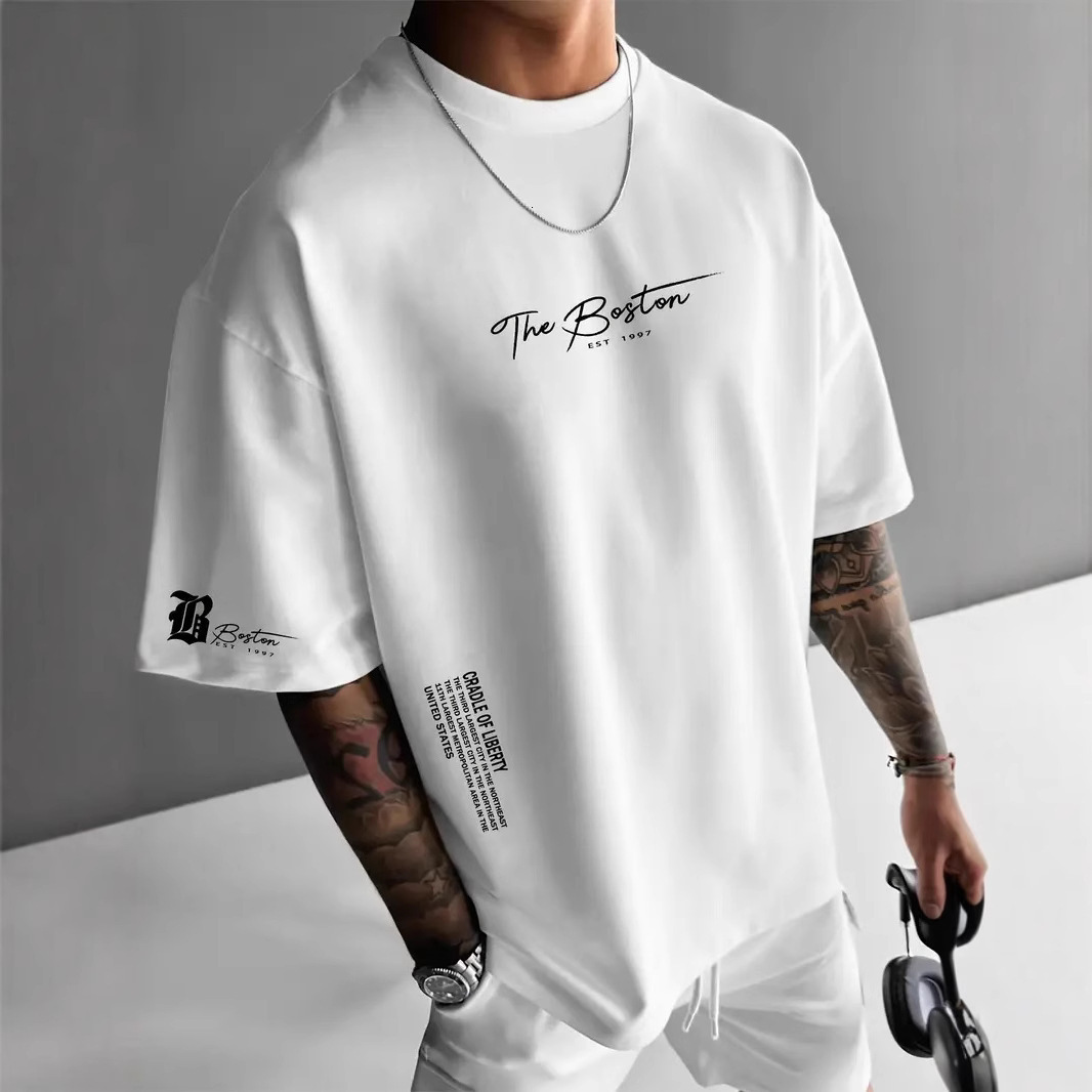 Luxury Brand Designer Mens 2026 New Trendy Brand Crew Neck Loose Casual Letter Print Short Sleeve T-Shirt Daily Wear Chic Stylish Modern Trendy Fashio