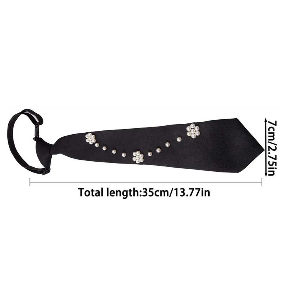 Temperament Korean Style Pearls Tie Tassels Black Handbeaded Long Necktie Collares Necklace Decoration Shirt Students 260428