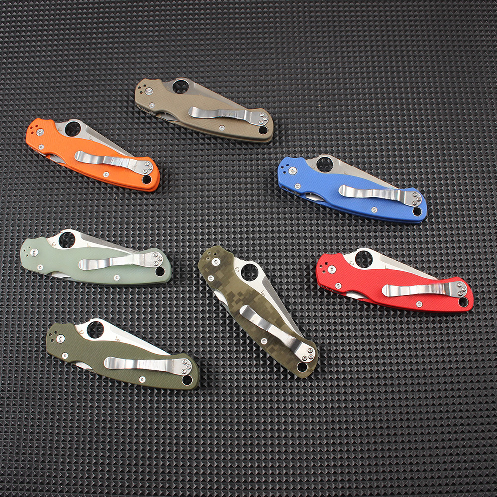 C81 Outdoor Camping Hiking Fishing Survival Sharp Folding Knife G10 Handle