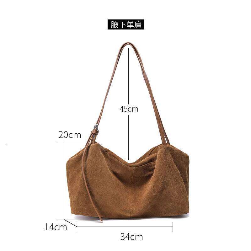 Women S Natural Nuede Genuine Leather Handbags Ladies Large Capacity Tote Female Design Luxury Commuting Yoga Bag Hobo Bag SENYY