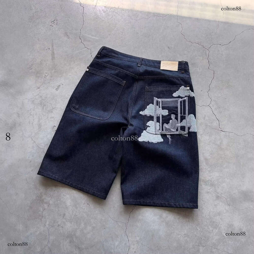 Denim Hot Pants Women Baggy Frayed Edge Distressed Casual Daily European and American cross-border derschutze embroidered denim shorts for men,