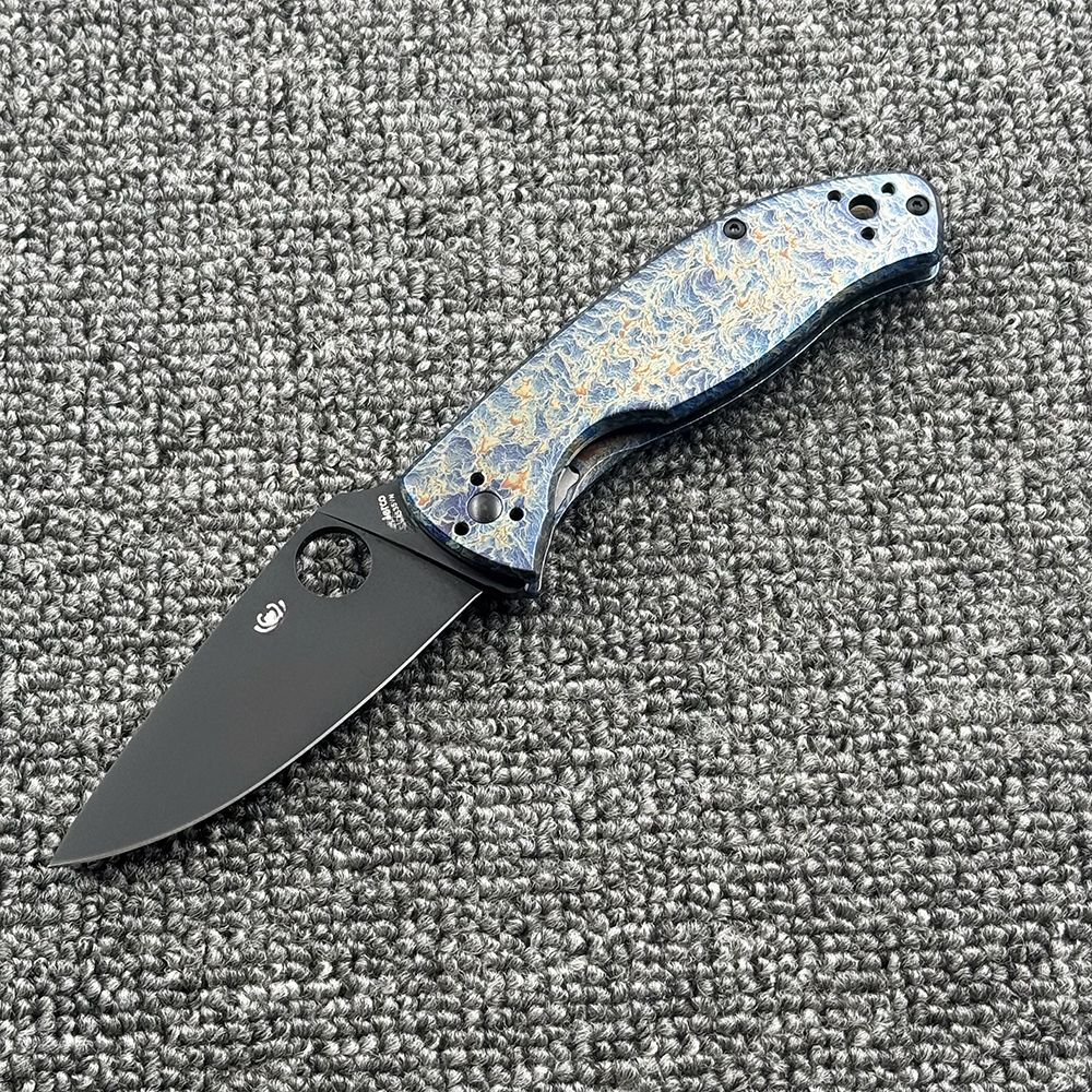 C122 Titanium Alloy Handle Folding Outdoor Camping Wilderness Survival High Hardness Pocket Tool Knife