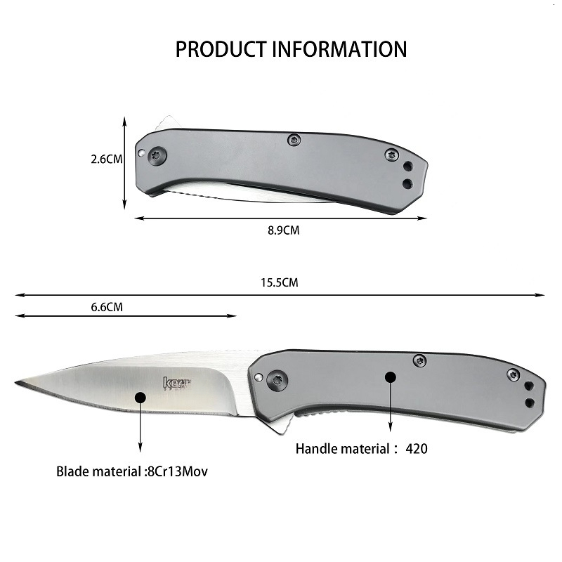 KS 3870 Amplitude 2.5 Pocket Folding Knife 8Cr13MoV Blade 420 Steel Handle Outdoor Fishing Camping Cutting Ambidextrous Knives