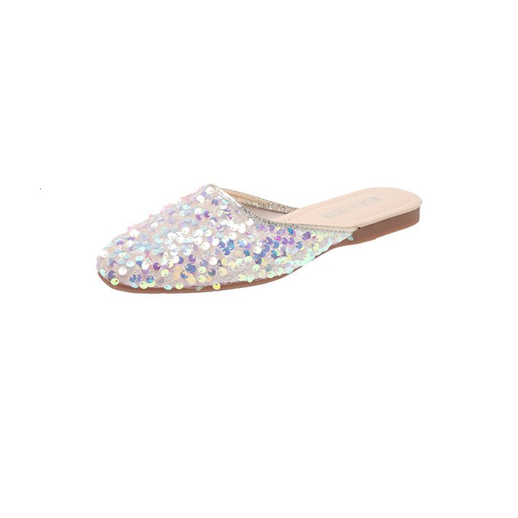 French Style Designer Model High-end Slip-on Sandals Exquisite And Luxurious Women's Single Shoes New Outdoor Style Casual Flat Shoes Sequined Sa