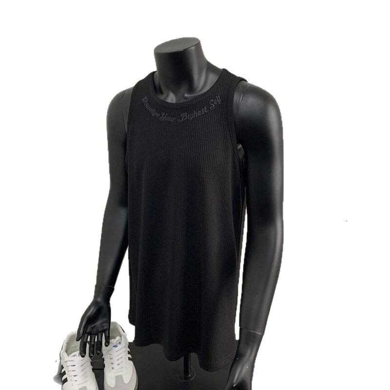 Luxury Brand Designer Mens 2026 New Black Letter Embroidered Tank Top American Cleanfit Ribbed Sleeveless T-Shirt Casual Base Layer Chic Stylish Moder