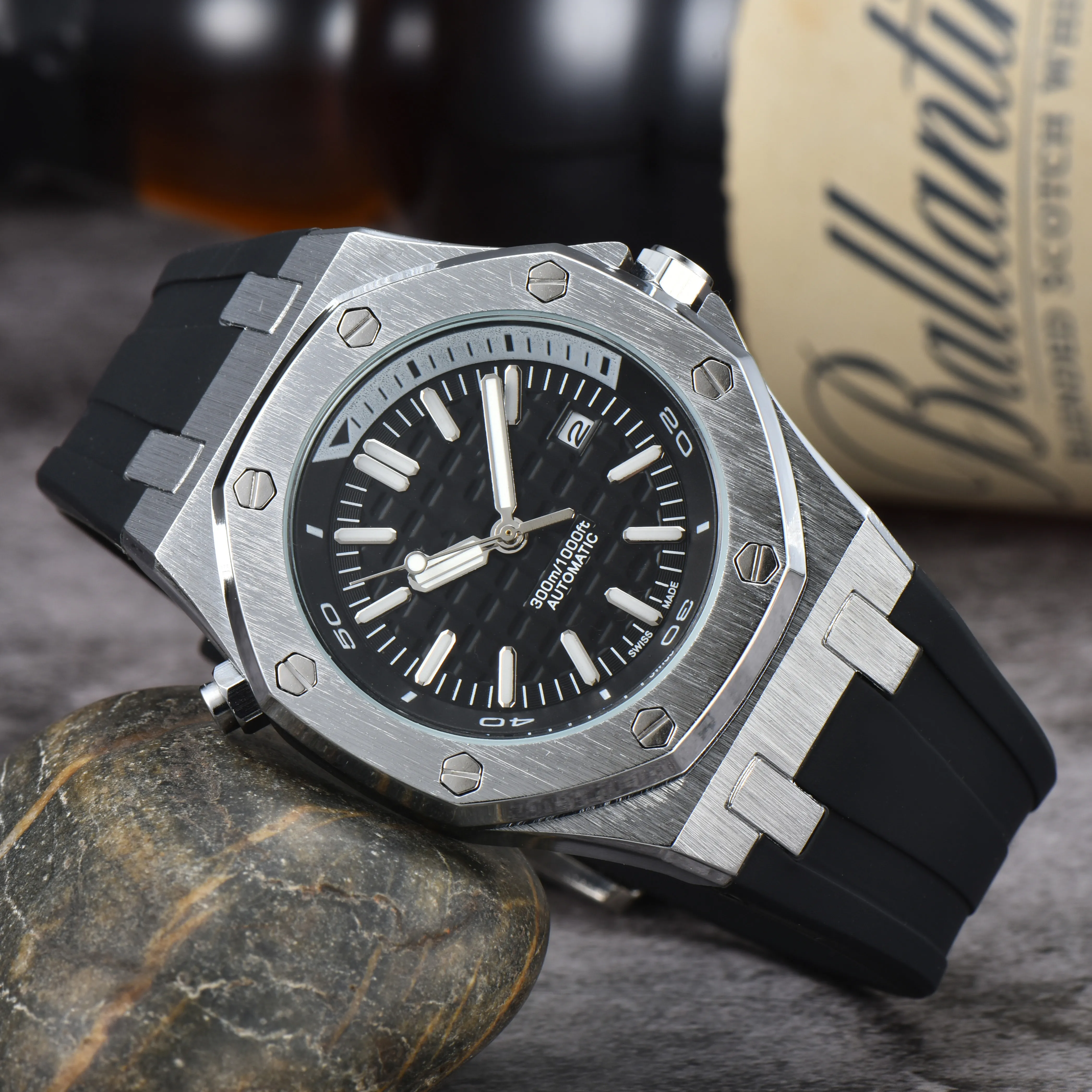 mens designer watches 42MM logo A and P quartz steel strap luxury watch rubber strap designer watch men