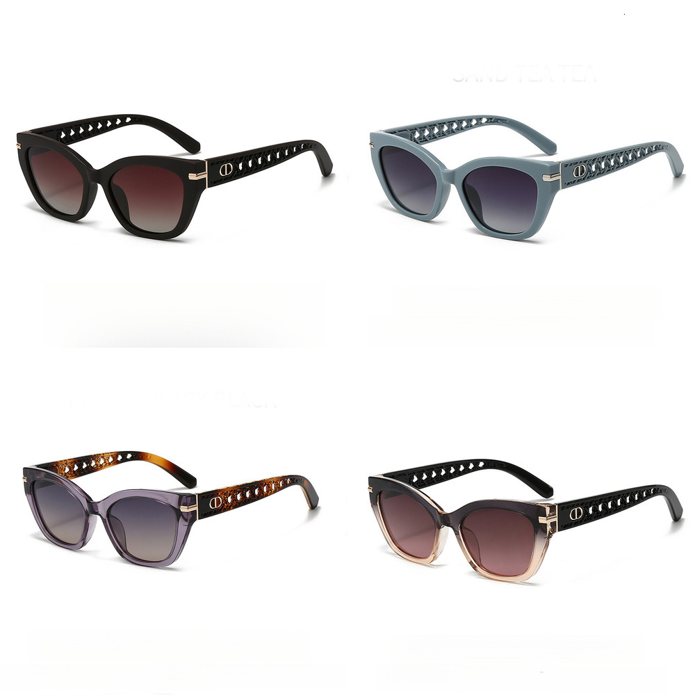 Luxury brand designer glasses Hollowout sunglasses for women large frame trendy polarized UV protection sunglasses sunshade glasses