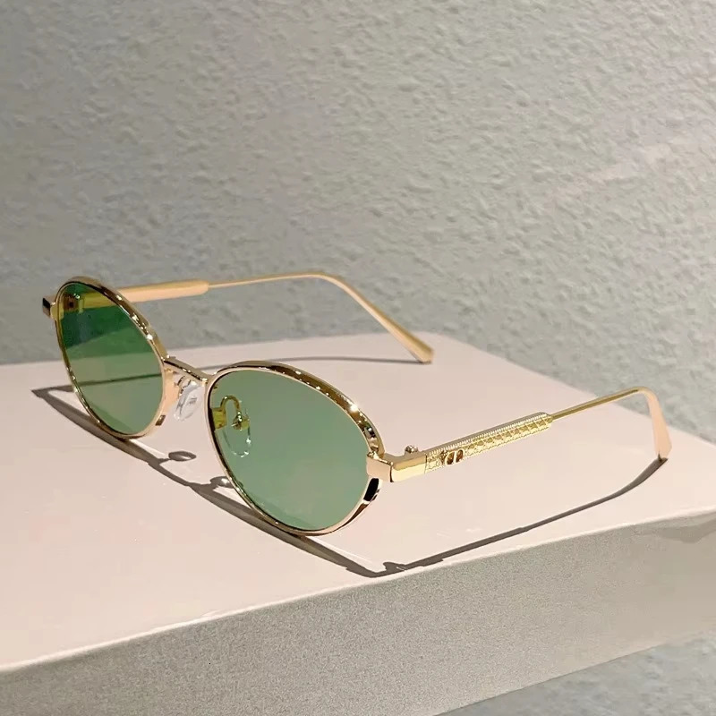 Fashion Metal Sunglasses INS Versatile Elegant Simple Style Light y Round Frame Womens Sunglasses 260428