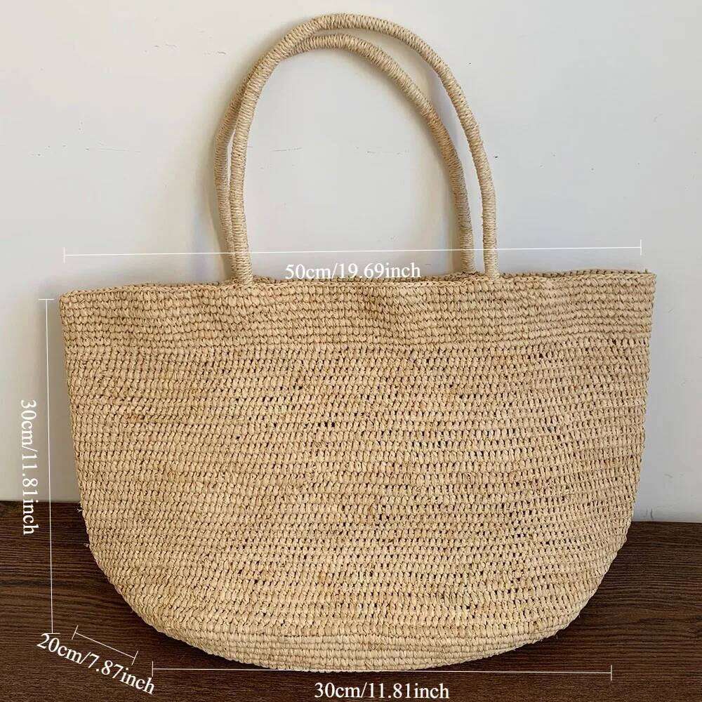 Large Handwoven Rattan Tote For Women Natural Straw Beach Bag Purse Shoulder Bags Handbag Summer Suotong0429
