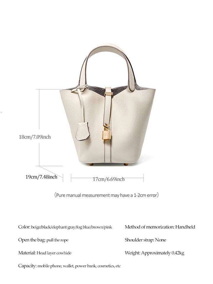 Casual Fashion Women Luxury Bucket Tote Bag, High End Genuine Cow Leather Mommy Handbag, Retro Metal Lock Daily Office Travel Shoulder Crossbody Bag S