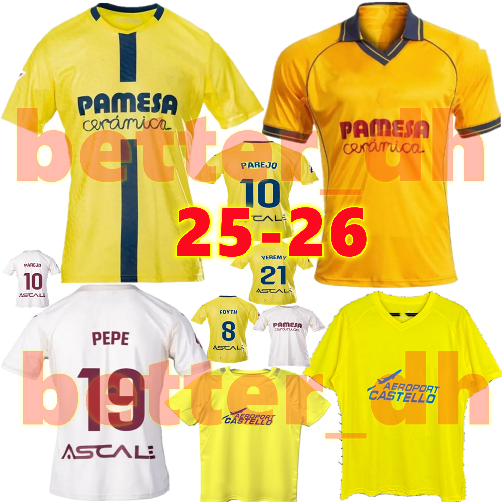 25 26 Villarreal CF soccer jerseys 05 06 Retro RIQUELME YEREMY AYOZE AKHOMACH PAREJO R.TERRATS CARDONA MORENO R.ALBIOL GUEYE 2025 2026 Villarreal Men kids Football