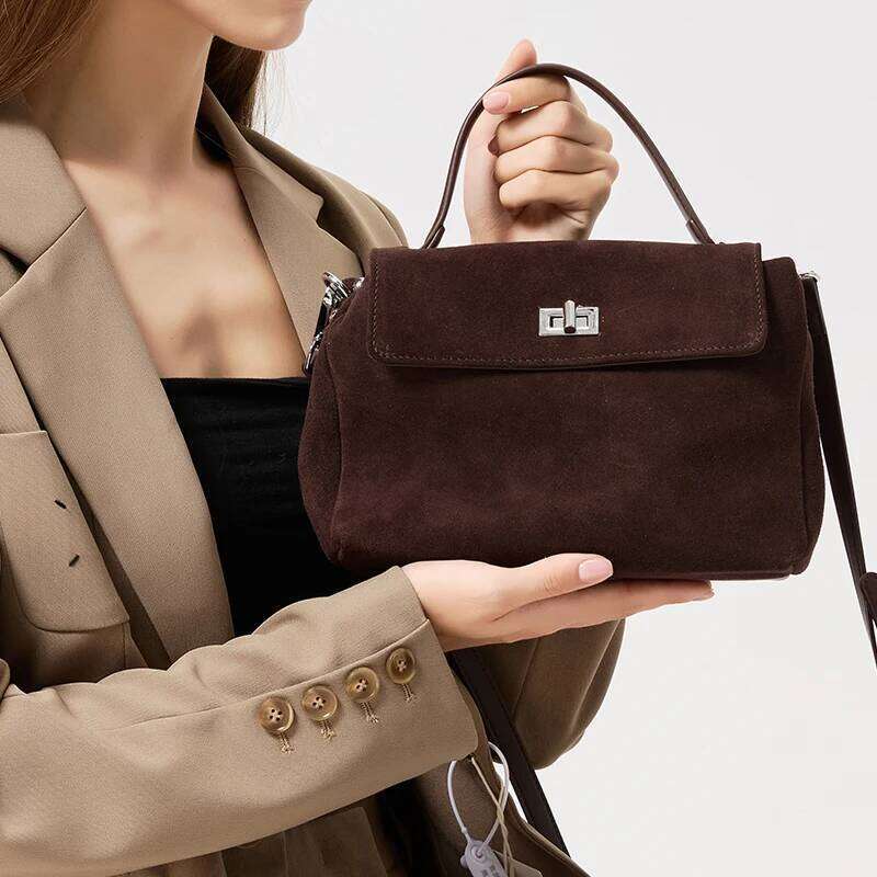 New Autumn Winter Women Suede Leather Crossbody Bag, Luxury Designer Genuine Leather Casual Commuter Shoulder Messenger Bag SENYY