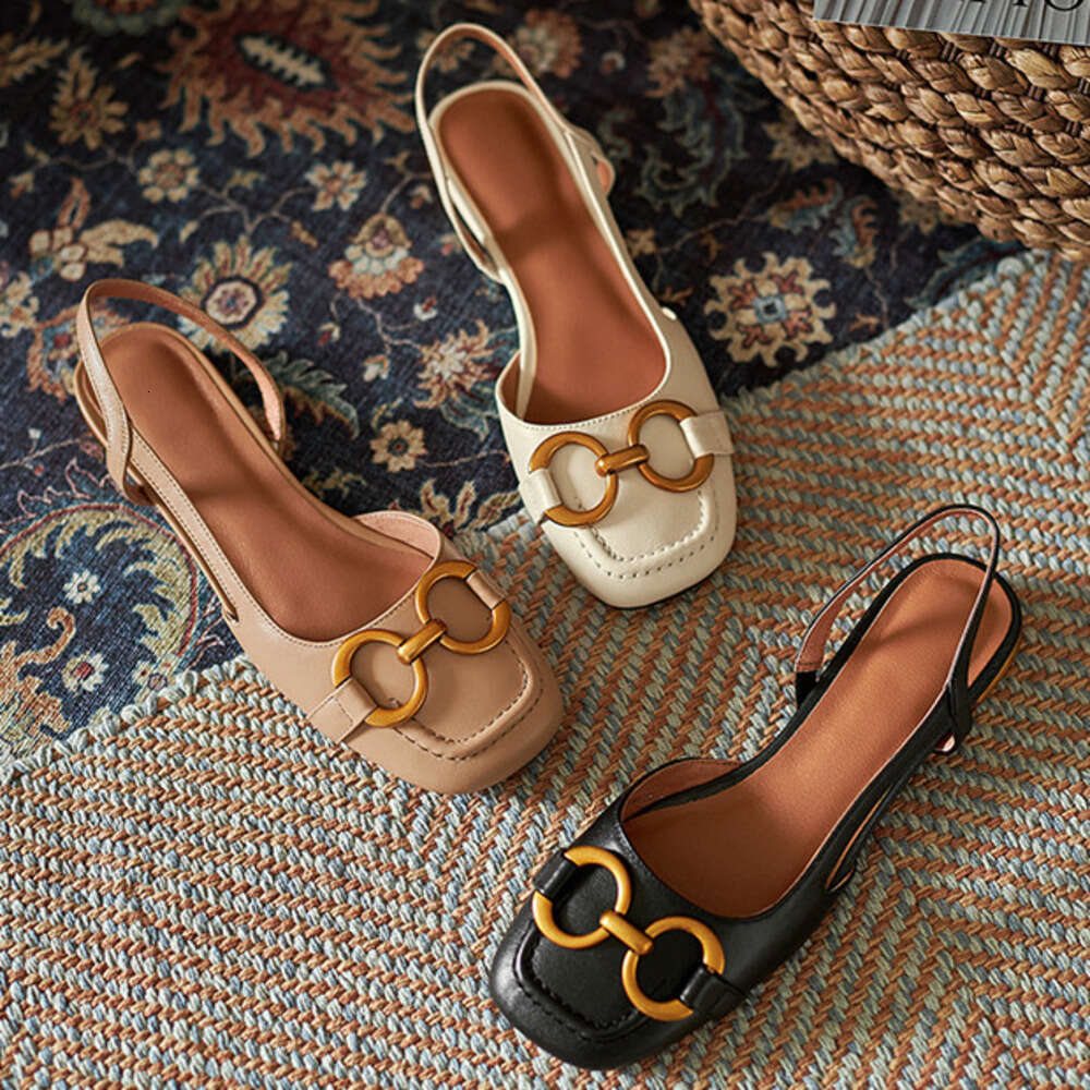 French-Style Low-Heeled Retro Closed-Toe Summer New European And American Sandals For Women, Skirt Style