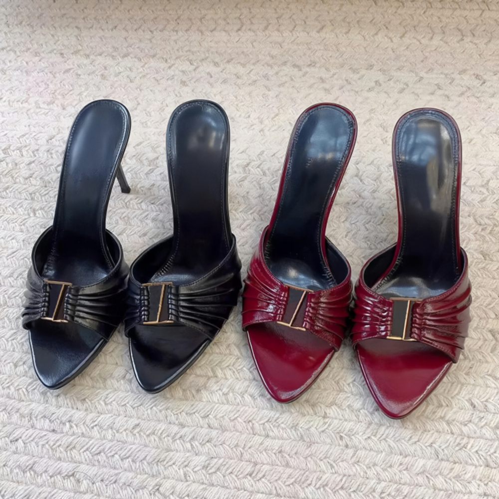 Designers heels Opyum High Heels Women Open Toe Stiletto Heel Classic Metal Letters Sandal Fashion Stylist Shoes Dust Babylone Mules womens shoes size35-42 01