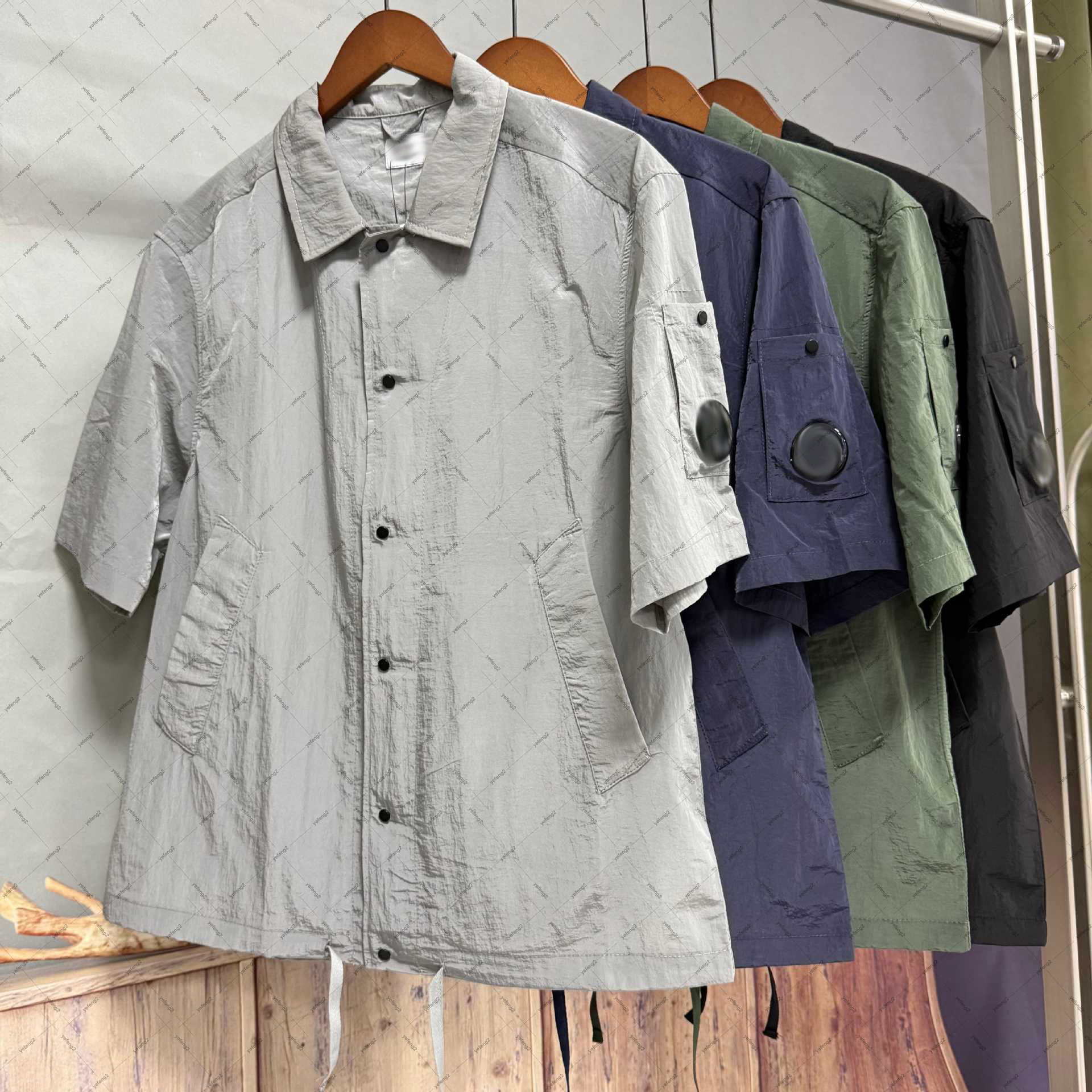 Mens T Shirt with Lens Sleeve Detail causal Oversized Summer Casual Multi Pocket Short Sleeve Tee
