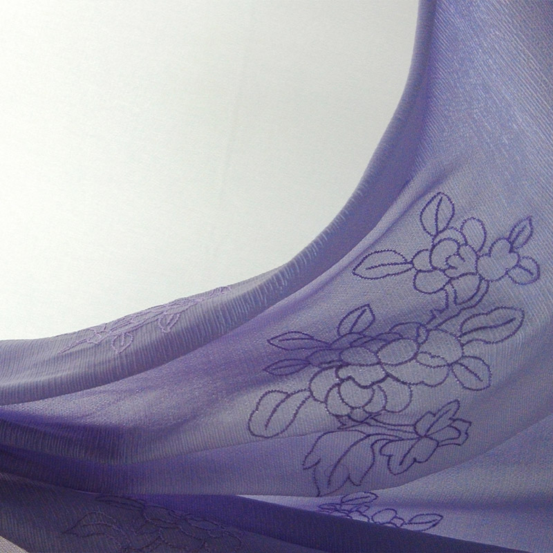 Hundred Flowers Pattern Embroidery, Acetate Glossy Crinkle Fabric, Chinese Style Embroidered Textile