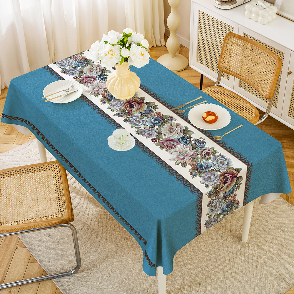YL-38568 Custom Fresh and Simple PVC Tablecloth, Waterproof, Oil-proof, Wash-free Rectangular Coffee Table/Dining Table Cloth