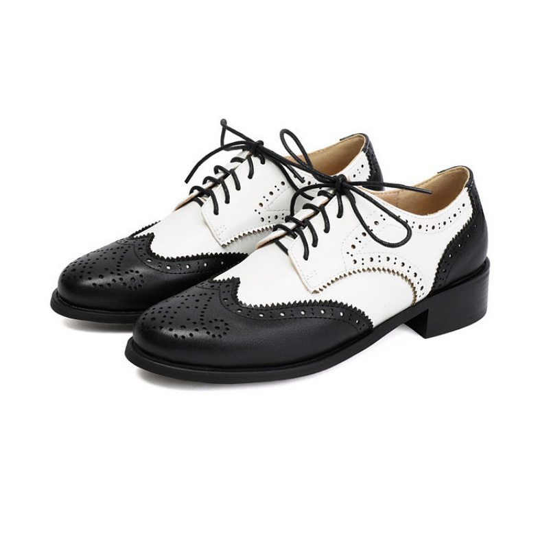 Soft Leather Brown Oxford Shoes Womens Brogue Derby Lace Casual Shoes Sports Shoes Work Party 241106