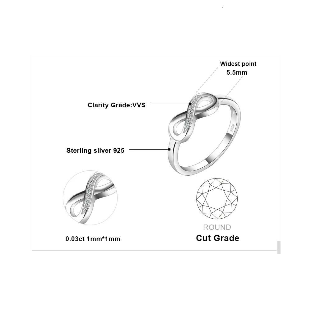 JewelryPalace Infinity Knot Love 925 Sterling Silver Cubic Zirconia Stackable Ring for Women Girl 260429 - view 6