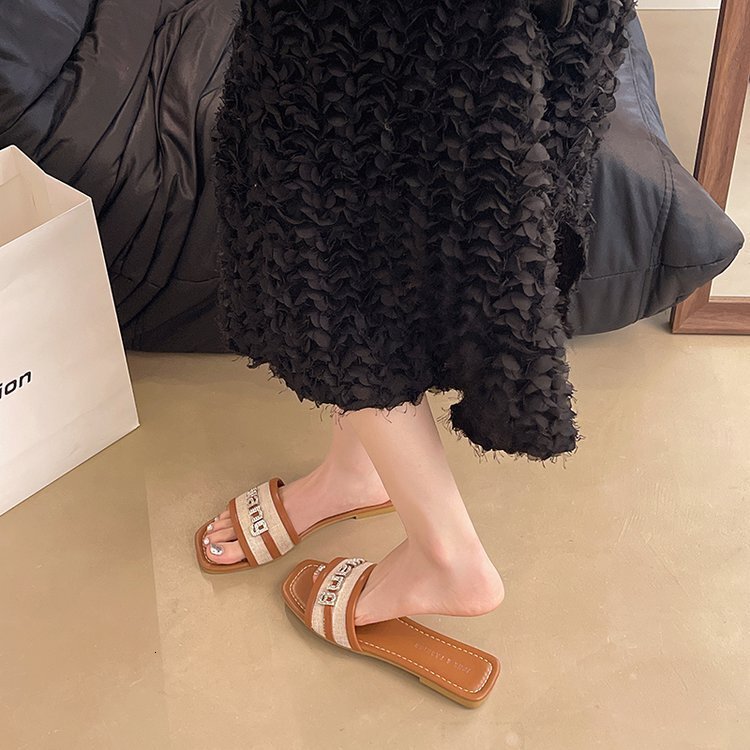 2026 Summer New Design Luxury Women's New Square-toe Flat Sandals - Essential Outdoor Beach Shoes For Women - Perfect To Match With Dresses - view 7