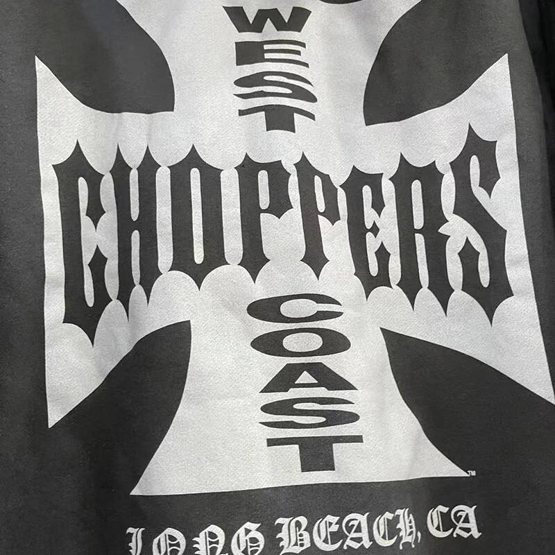 West Coast Choppers Zipper Hoodie Real Photo Men Women Street Cross Letter Print Hooded Sweatshirt