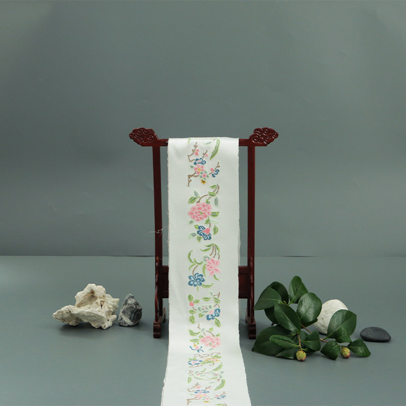 Chinese Style Garment Accessories, French Knot Hundred Flowers Embroidered Lace, Collar Trim, Slanted Placket