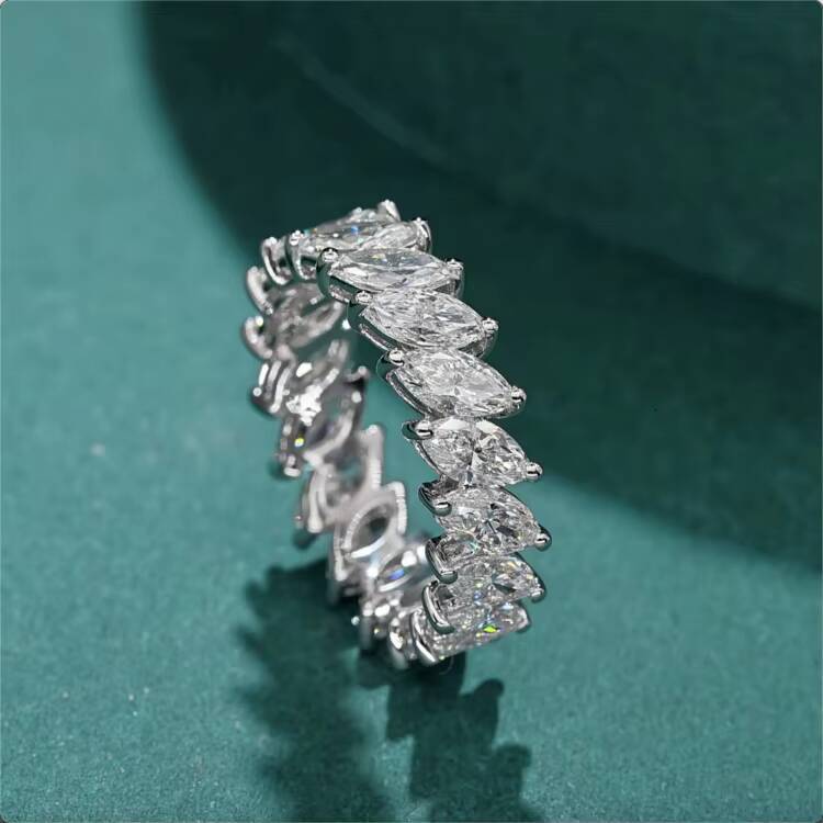 VOAINO Fashion Jewelry Marquise Cutting Lab Grown Diamond Ring 18k Gold With Diamond Original Eternity Band Ring