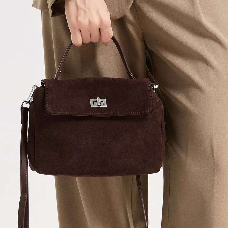 New Autumn Winter Women Suede Leather Crossbody Bag, Luxury Designer Genuine Leather Casual Commuter Shoulder Messenger Bag SENYY