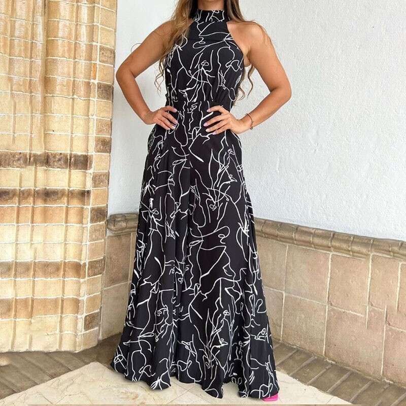 Niche Designer Luxury Spring New Arrival, Sexy Elegant Printed Sleeveless Jumpsuit, European American Style Wide Leg Casual Party One Piece Romper MAK