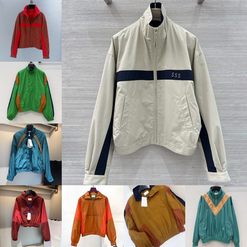 Designer Embroidered Striped Jacket Luxury Long Sleeve Sporty Windbreaker Casual Daily Vacation Basic Streetwear Tops